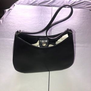 Black Fossil Italian leather shoulder purse